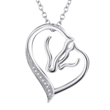 925 Sterling Silver CZ Moda Jóias Mãe Criança cavalo colar